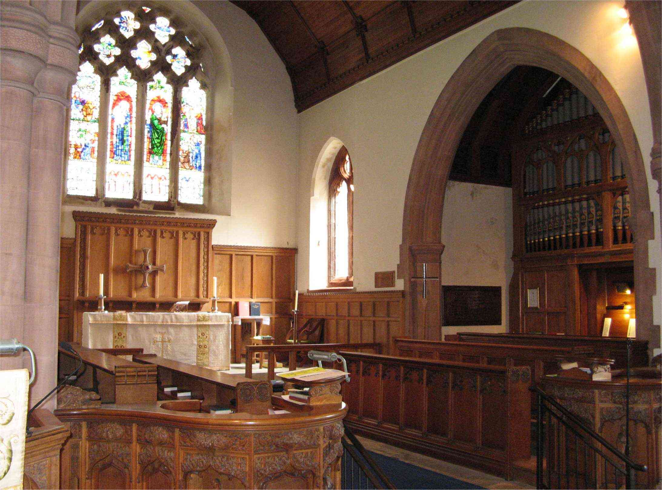 The chancel and organ case